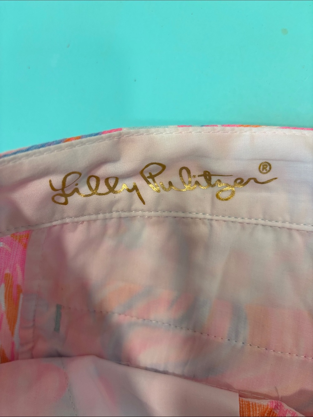 Lilly Pulitzer Buttercup Coral Pink & Aqua Scallop Hem Shorts - Picture 3 of 3